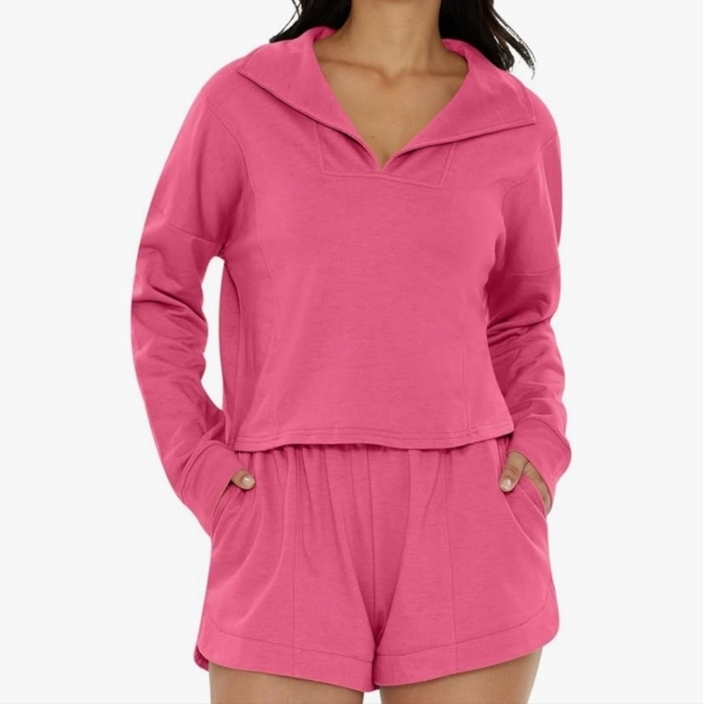 NWT Boutique Women's 2 PC Loungewear Set Shorts & Sweatshirt S